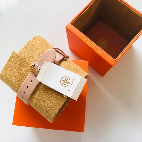 TORY BURCH Gigi Pink Leather Strap Watch 28mm NWT - Picture 8 of 14